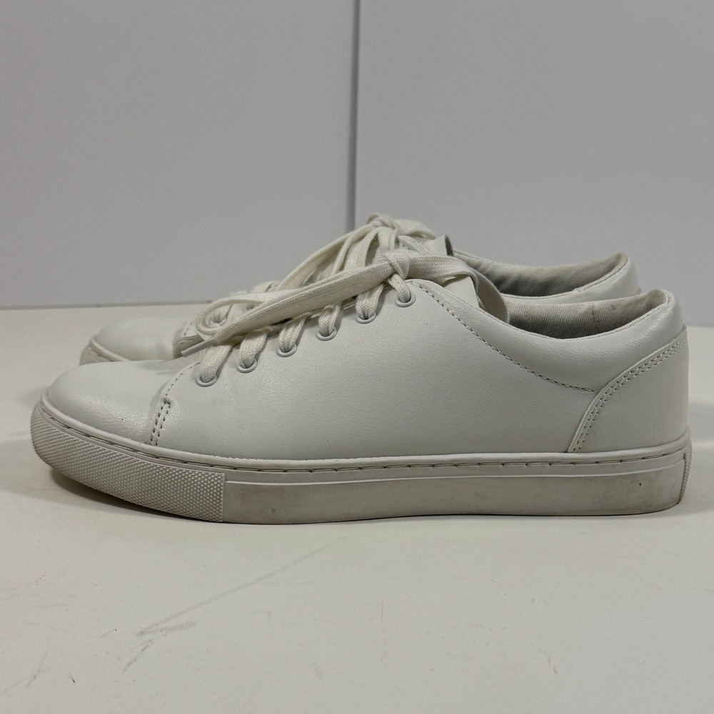 J.Crew White Leather Low Top Sneakers Women's size 7‎ Minimalist Lace-Up Shoes - Picture 3 of 13